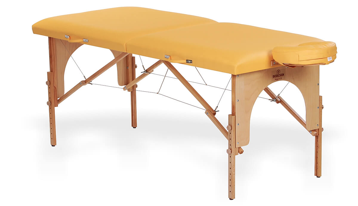 Arcada - masă de masaj portabilă, două secțiuni, culoare galben-piersică